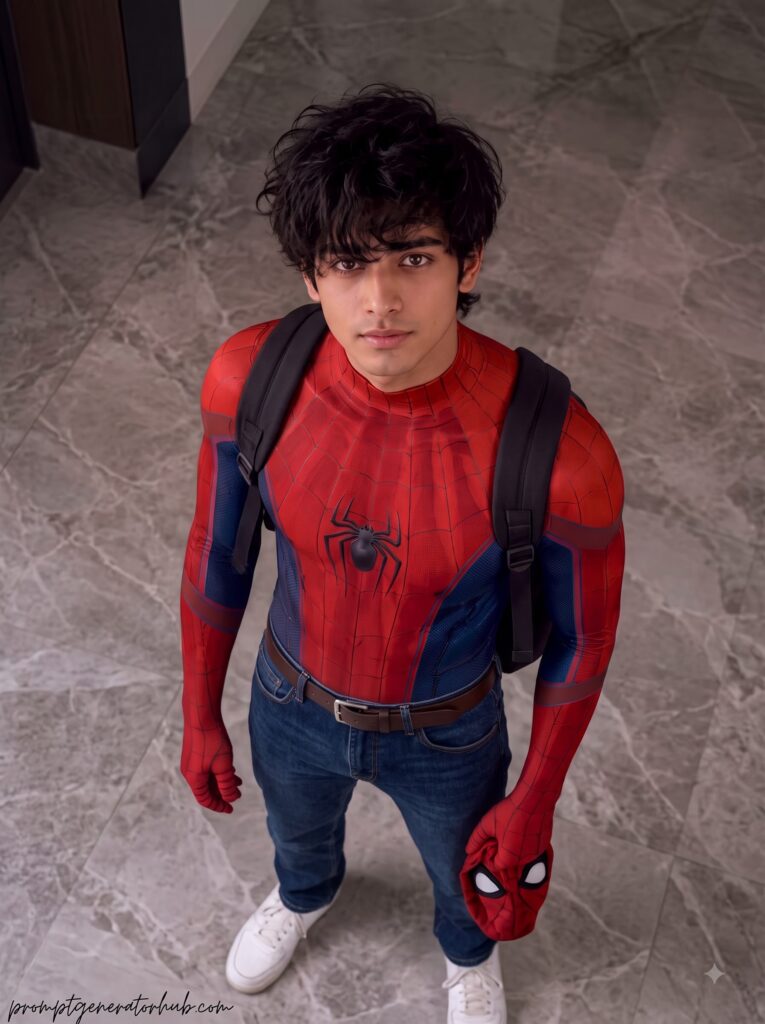 Spider-Man Overhead Cinematic AI Photo Prompt