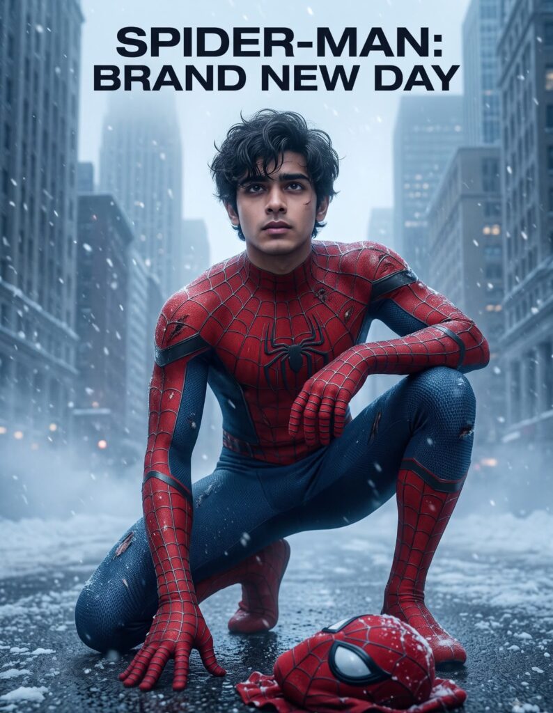 Spider-Man Winter Cinematic AI Movie Poster